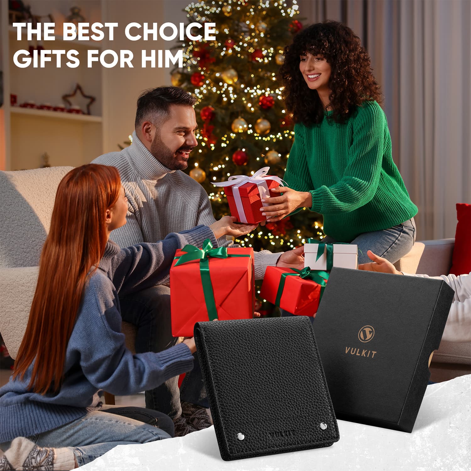 VULKIT VW119P portafoglio pelle nero bifold RFID