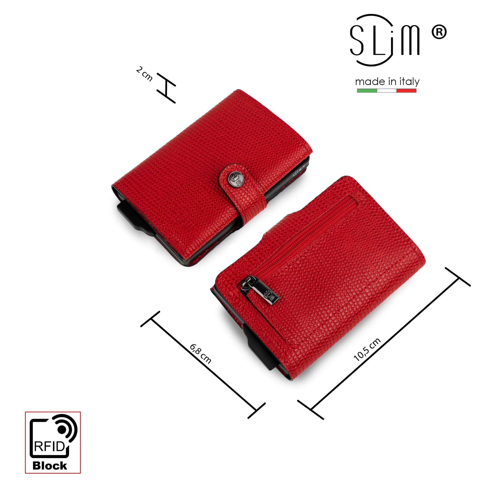 SLim Vera Pelle Tejus Rosso portacarte antigraffio RFID