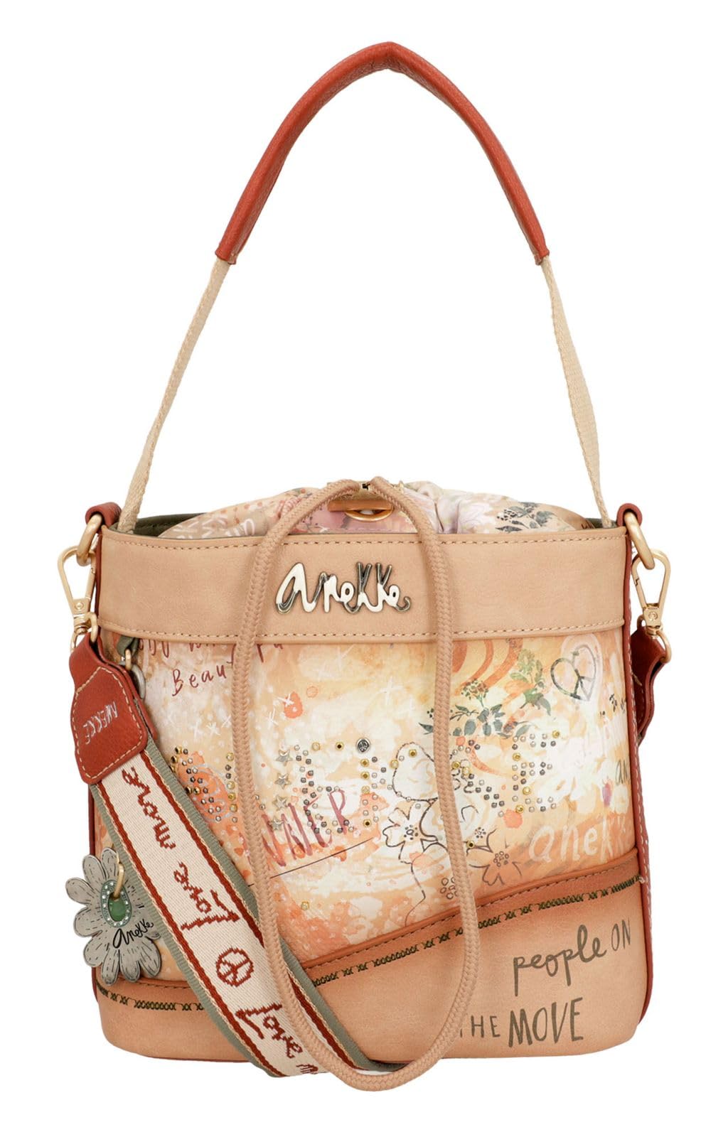ANEKKE Bloom borsa secchiello Flowers tracolla regolabile