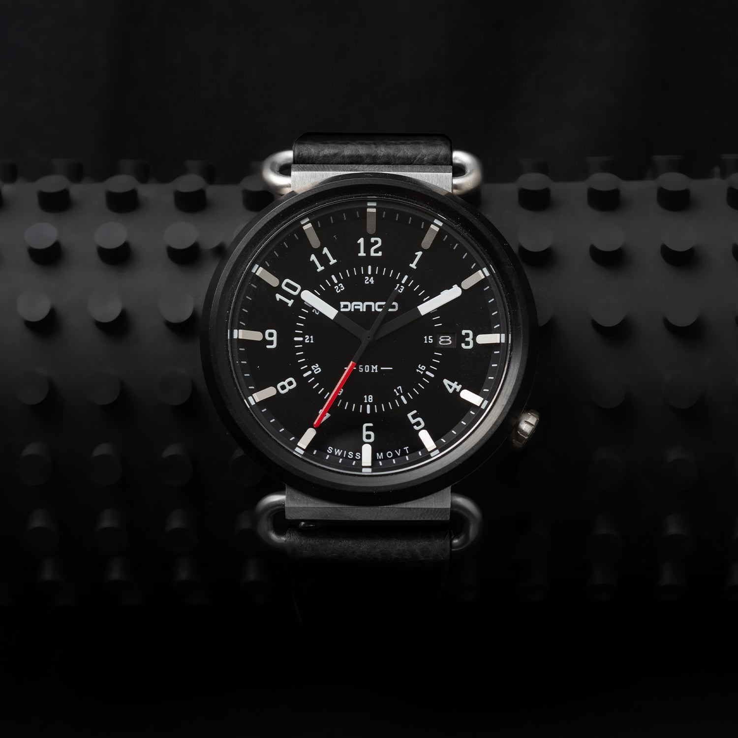 Dango Trek TK-01 orologio pelle italiana Jet Black 45mm