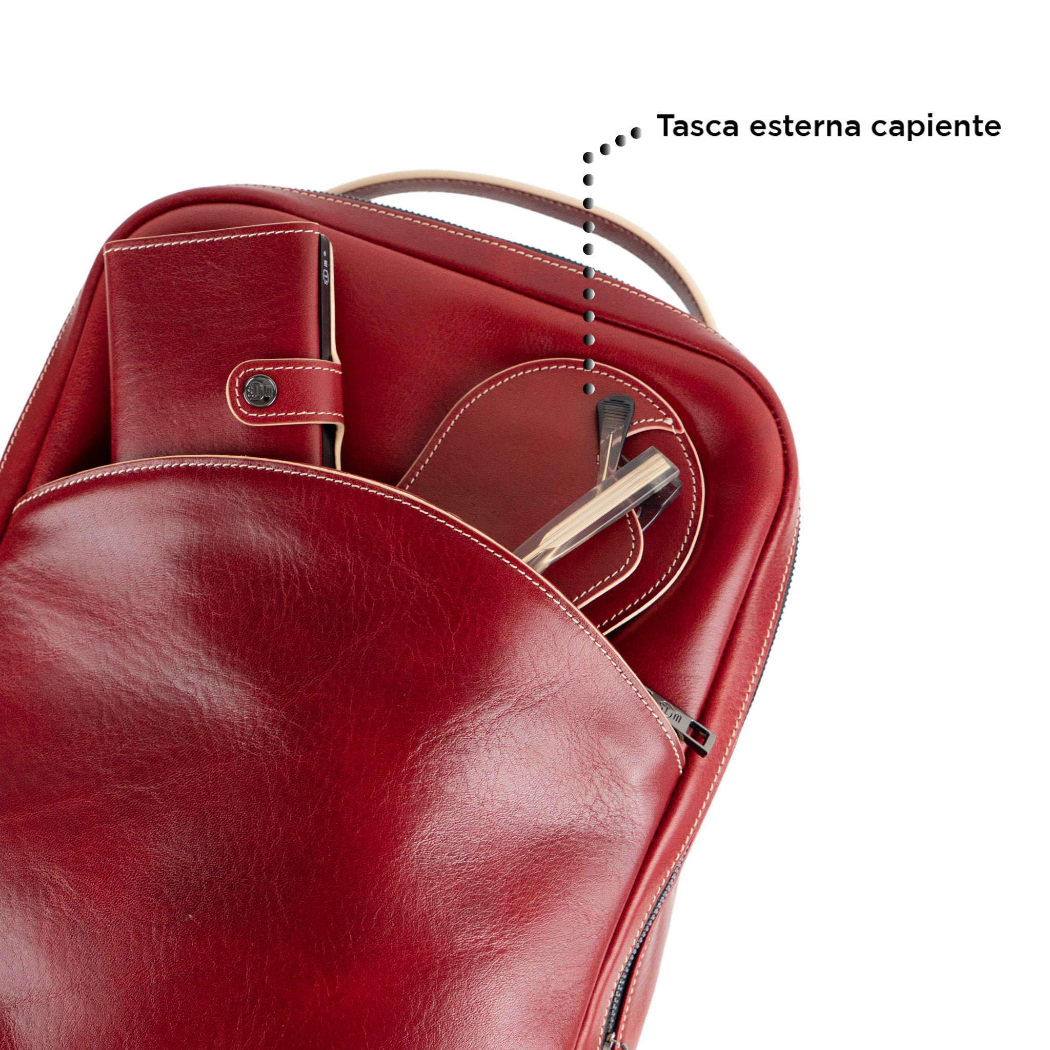 SLim Zaino Medio Concia Vegetale zaino pelle rosso 14 pollici