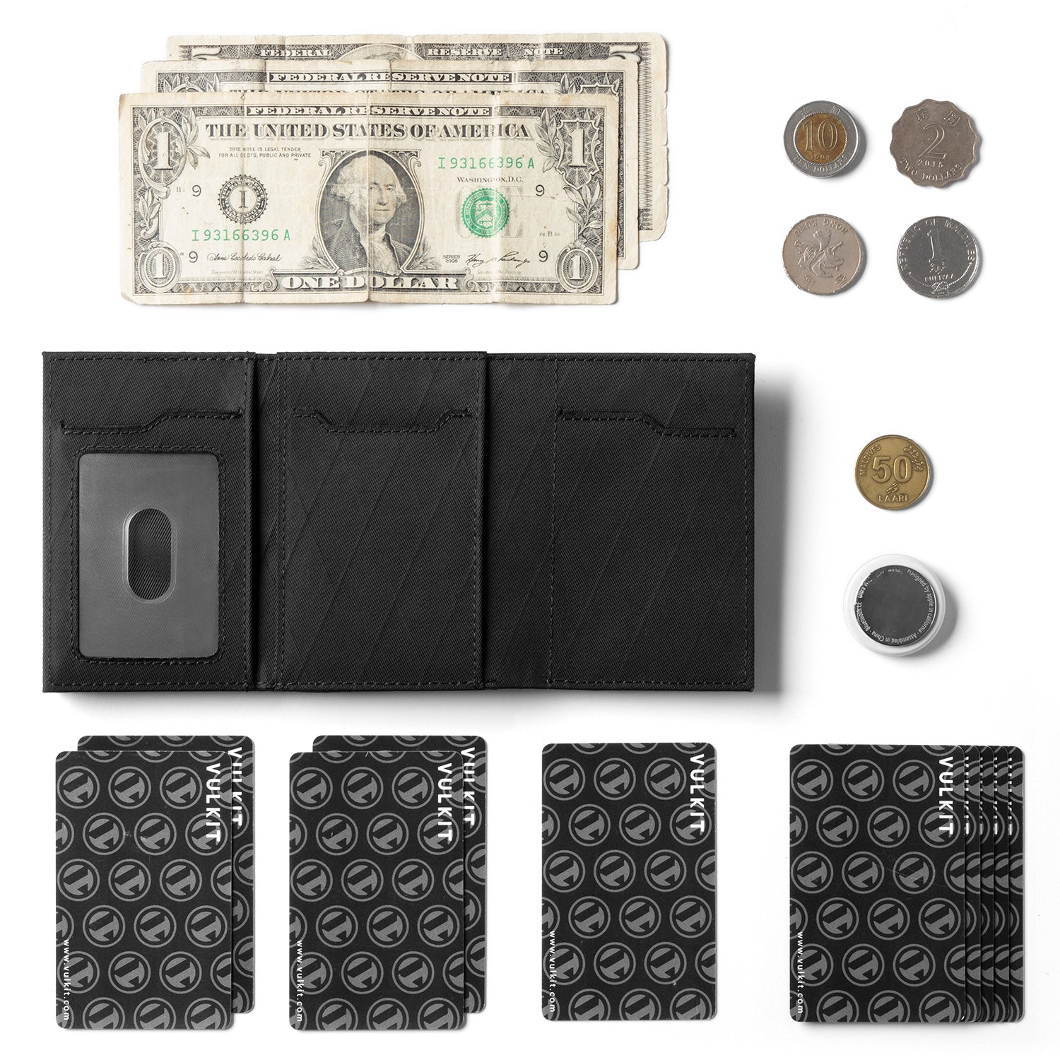VULKIT Pop Up Wallet VC302F Portafoglio Nero Impermeabile