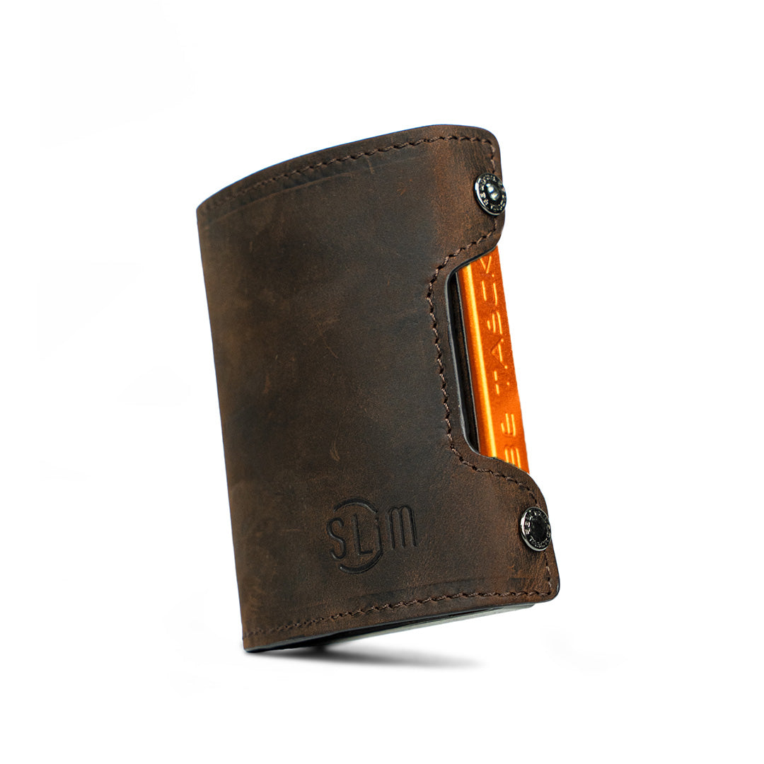 SLim Be Tasck portafoglio dark brown crazy horse