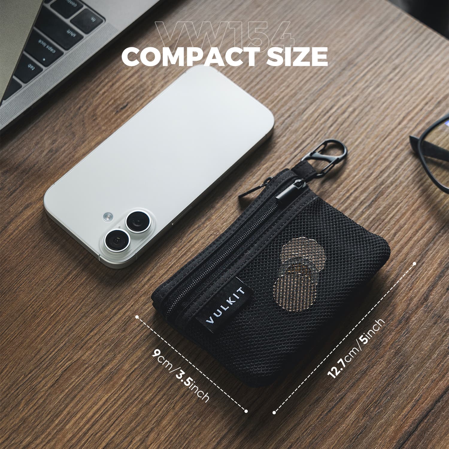 Vulkit VWW154 Mini Pouch Nero RFID con Moschettone