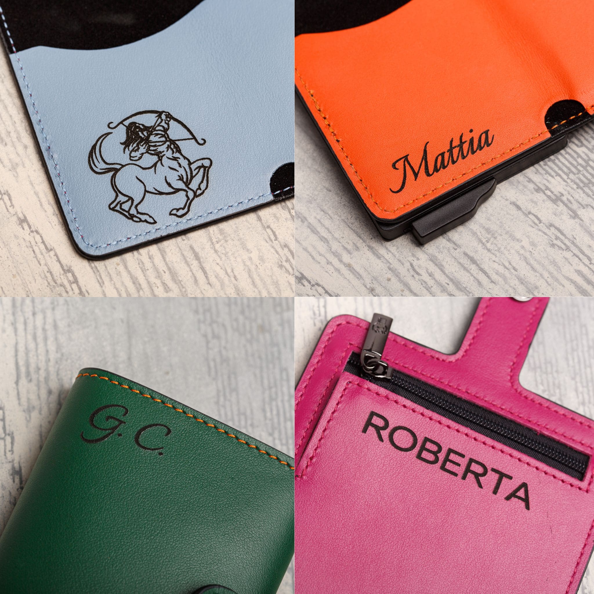 SLim Vera Pelle Personalizzazione Iniziali Portacarte