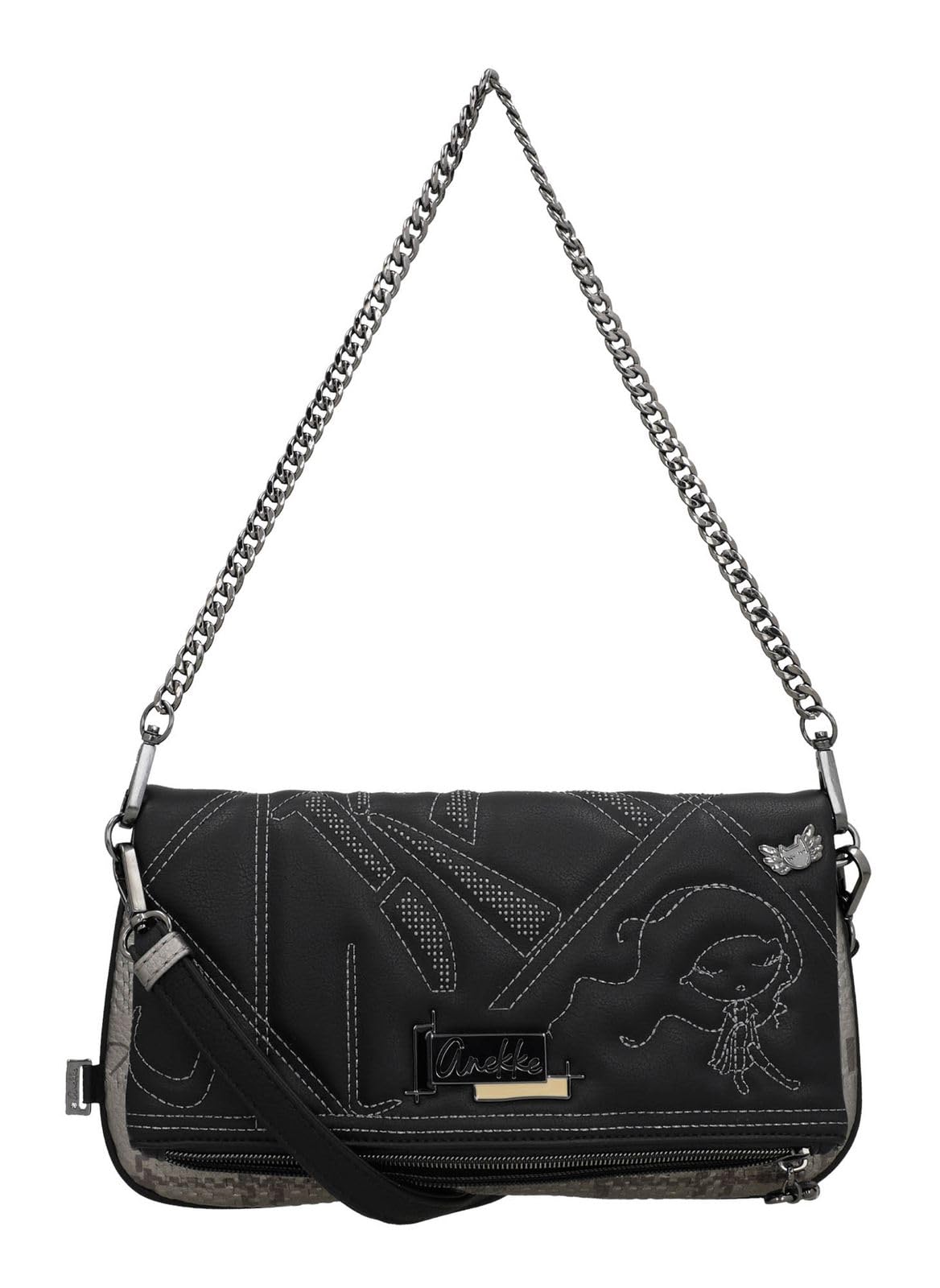Anekke Iron Bandolera Borsa a Tracolla Nero 29 cm