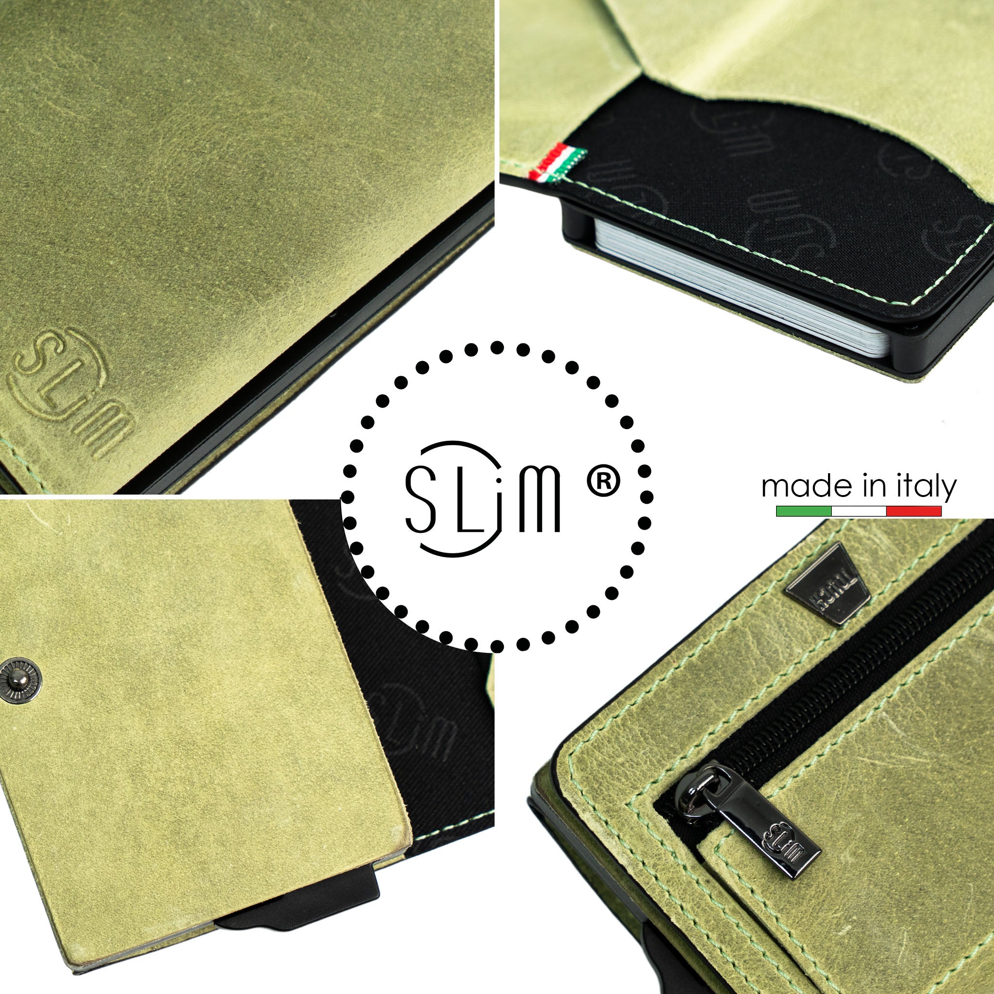 SLim Touch portafoglio pelle pistacchio RFID