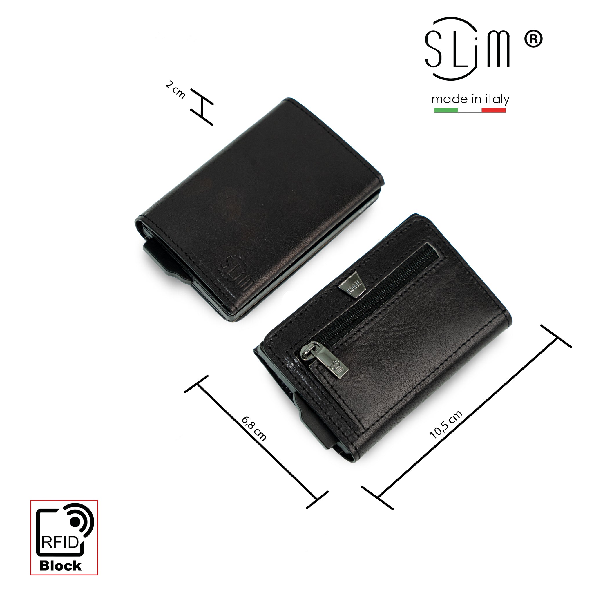 SLim Touch Concia Vegetale Nero portafoglio 10,5x7 RFID