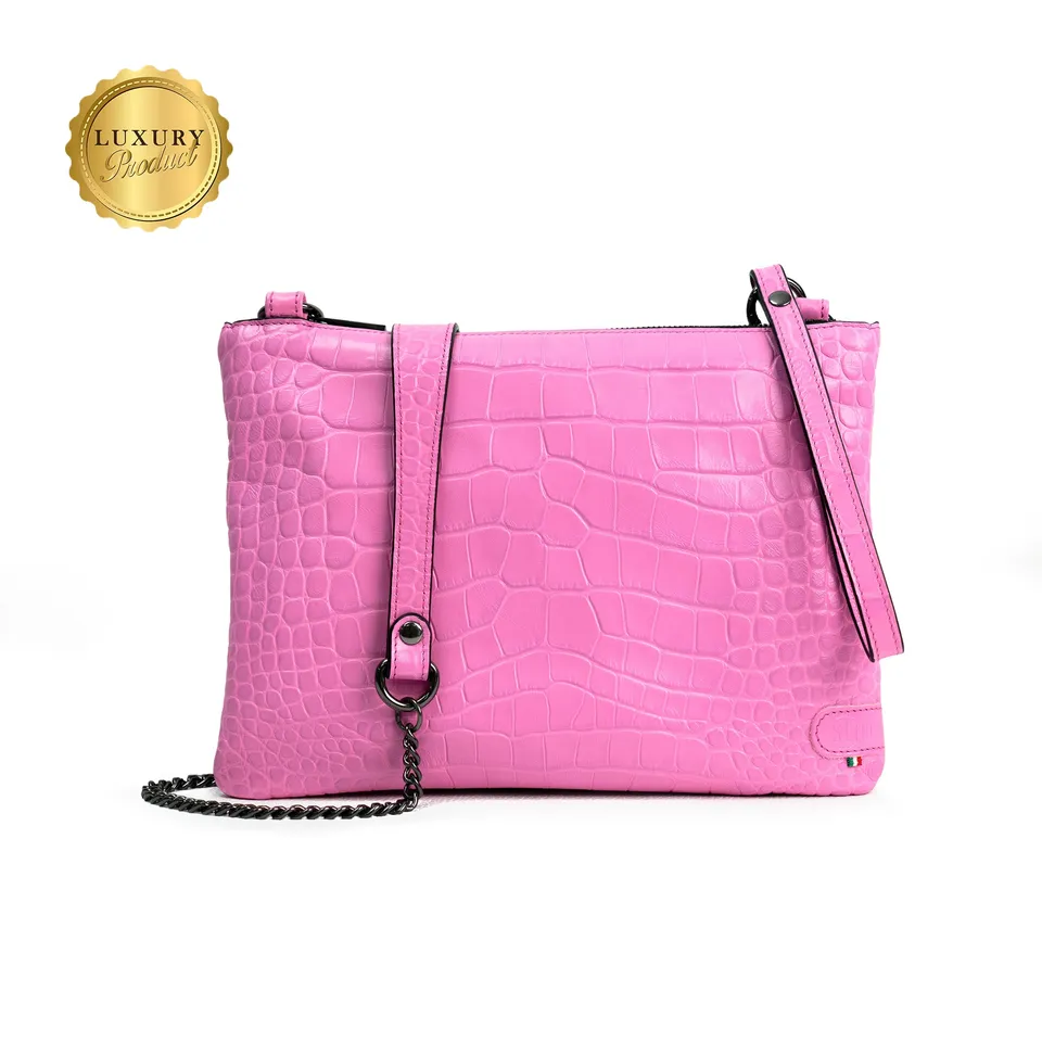 SLim Pochette Tracolla pochette cocco rosa matt 23x14 cm