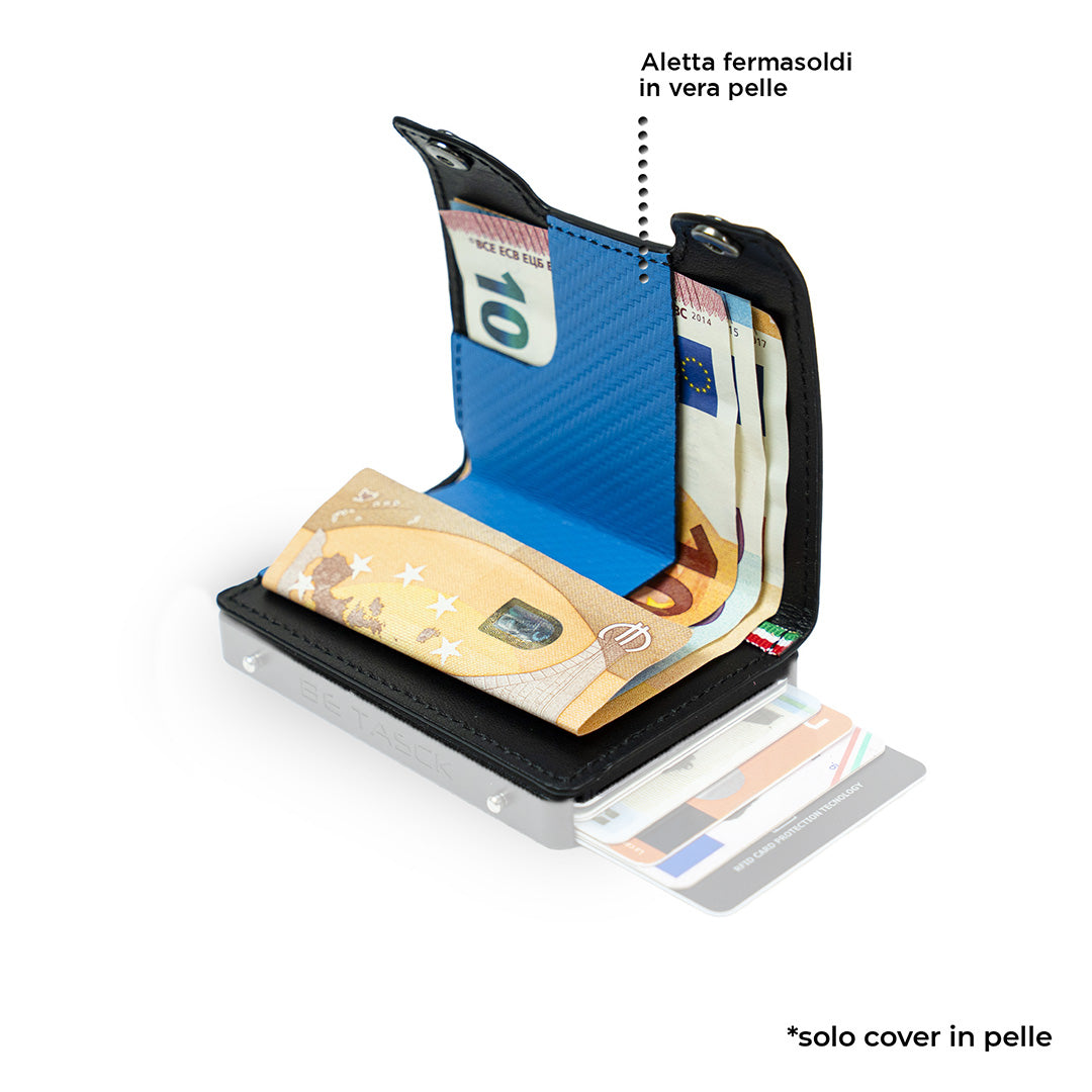 SLim Cover Be Tasck pelle Carbon Azzurro custodia telefono