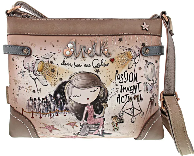 Anekke Hollywood Rettangolare Borsa a Tracolla 28x22 cm Blu