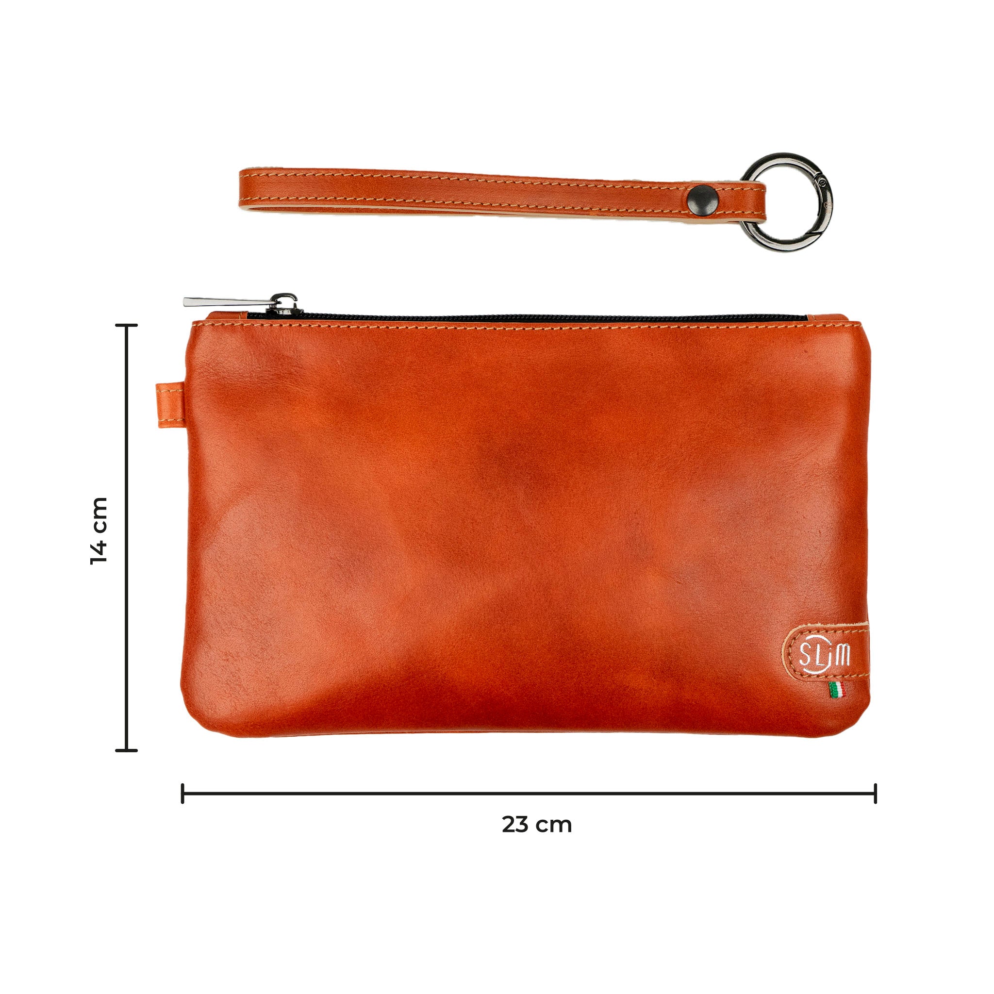 SLim Pochette Polsiera pochette arancione pelle vegetale