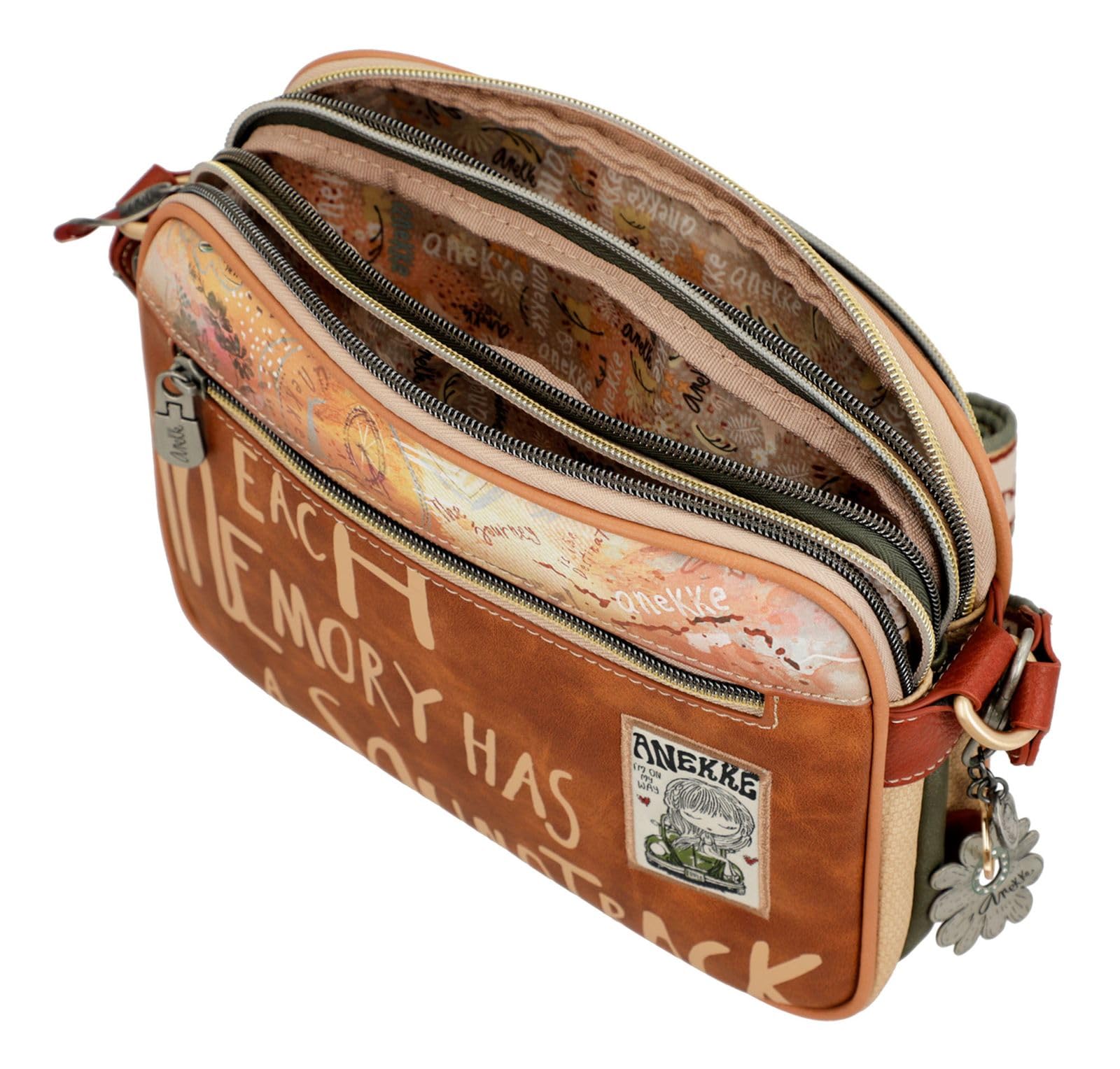 Anekke Bloom borsa a tracolla 3 scomparti ecopelle 26x19