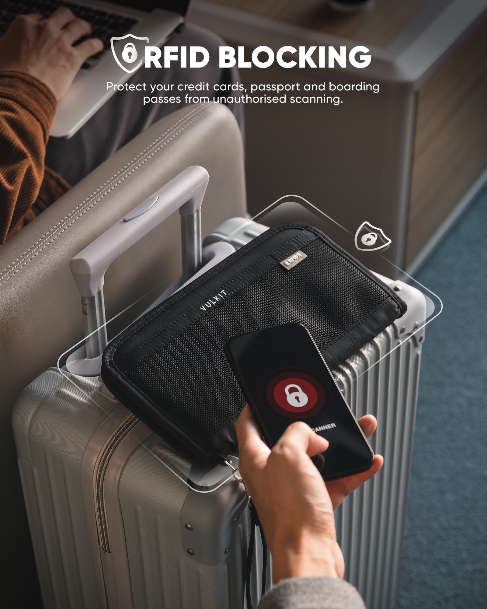 VULKIT Passport VPW106 porta passaporto RFID nero famiglia