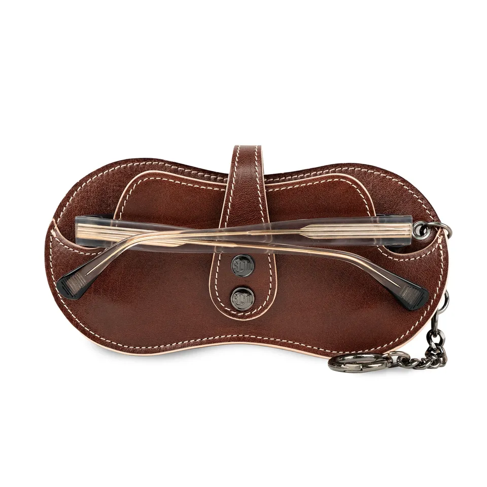 SLim Vision portaocchiali pelle marrone vegetale