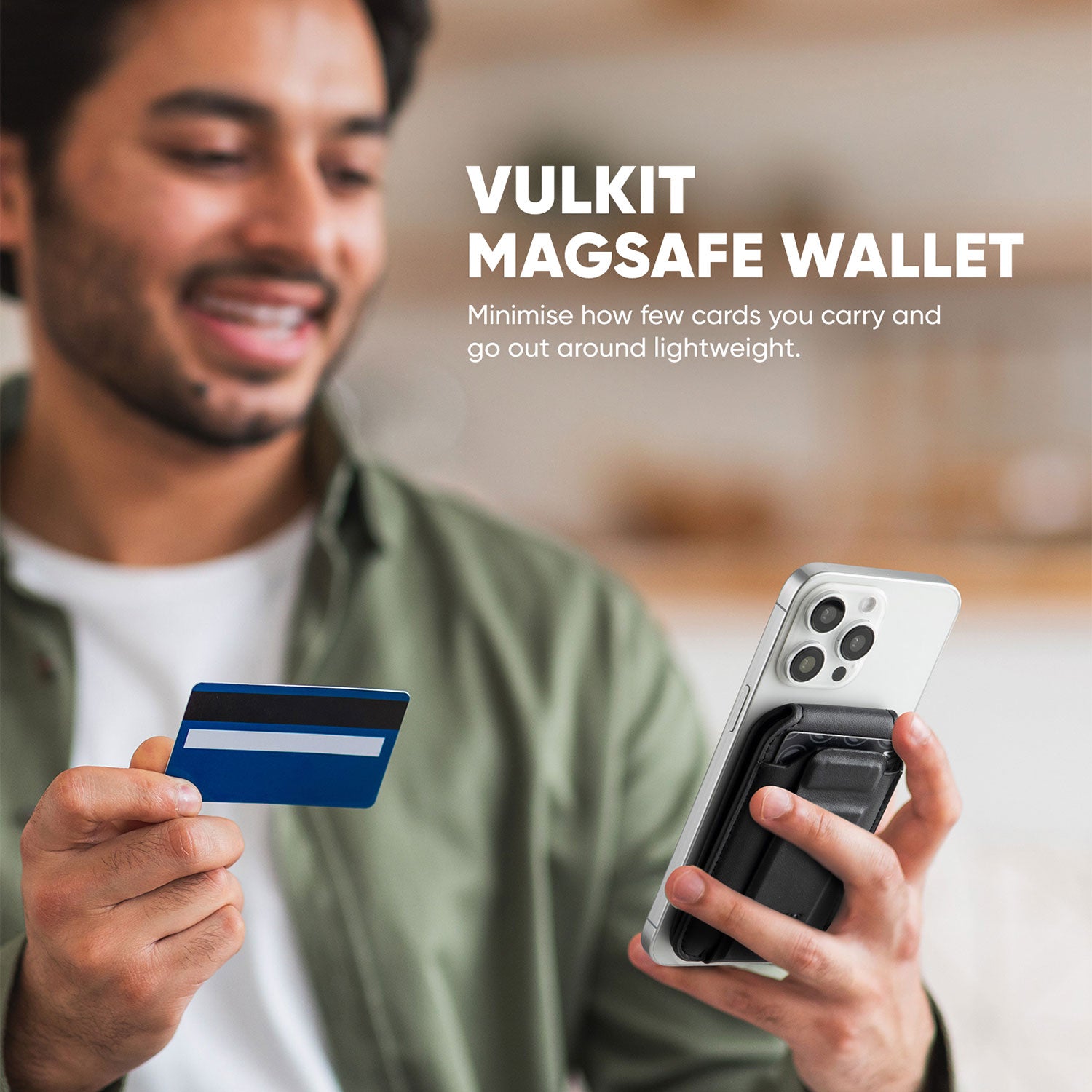 VULKIT VPA115 Portafoglio MagSafe Nero 3 Carte RFID