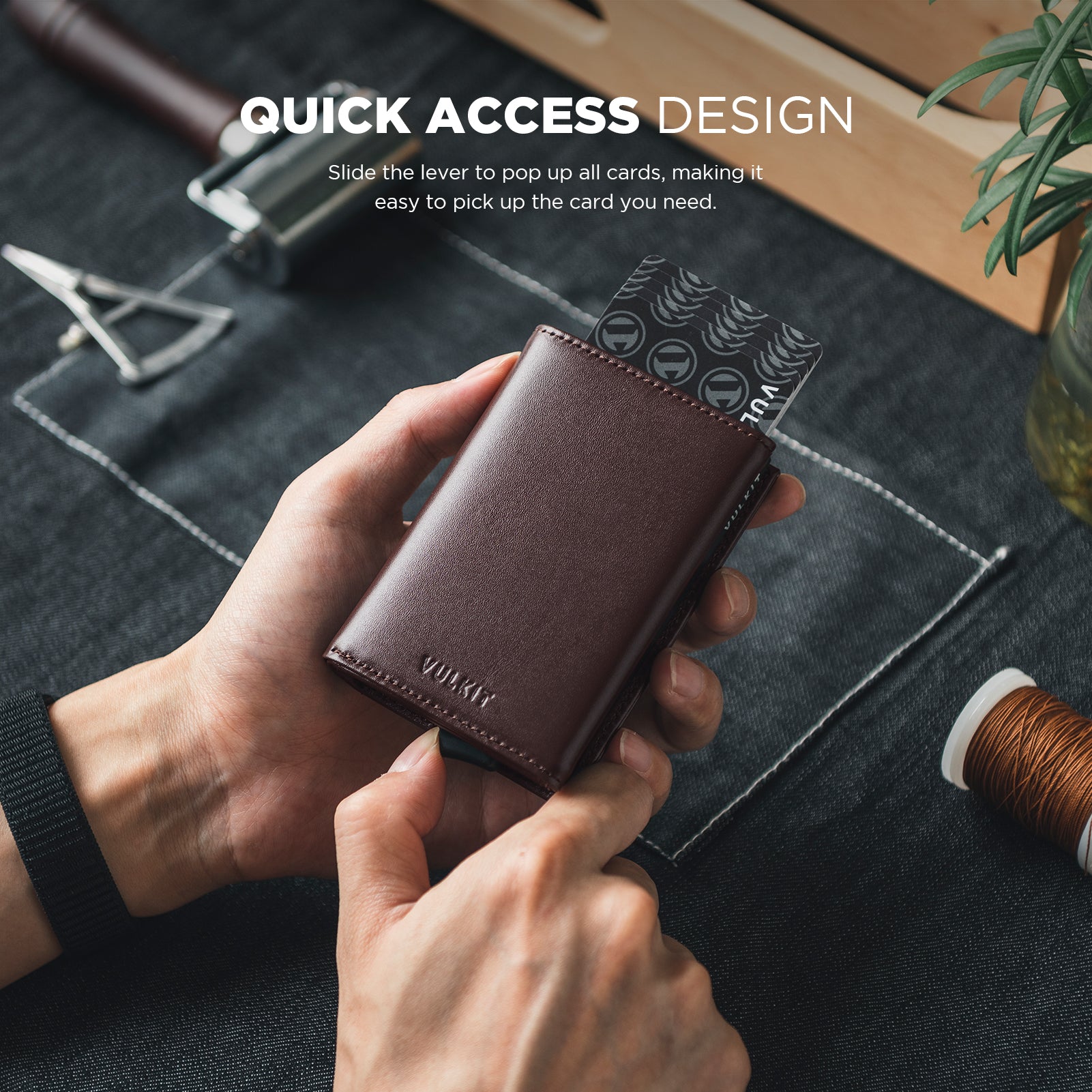 VULKIT Card Holders VC208P portafoglio pelle nero RFID