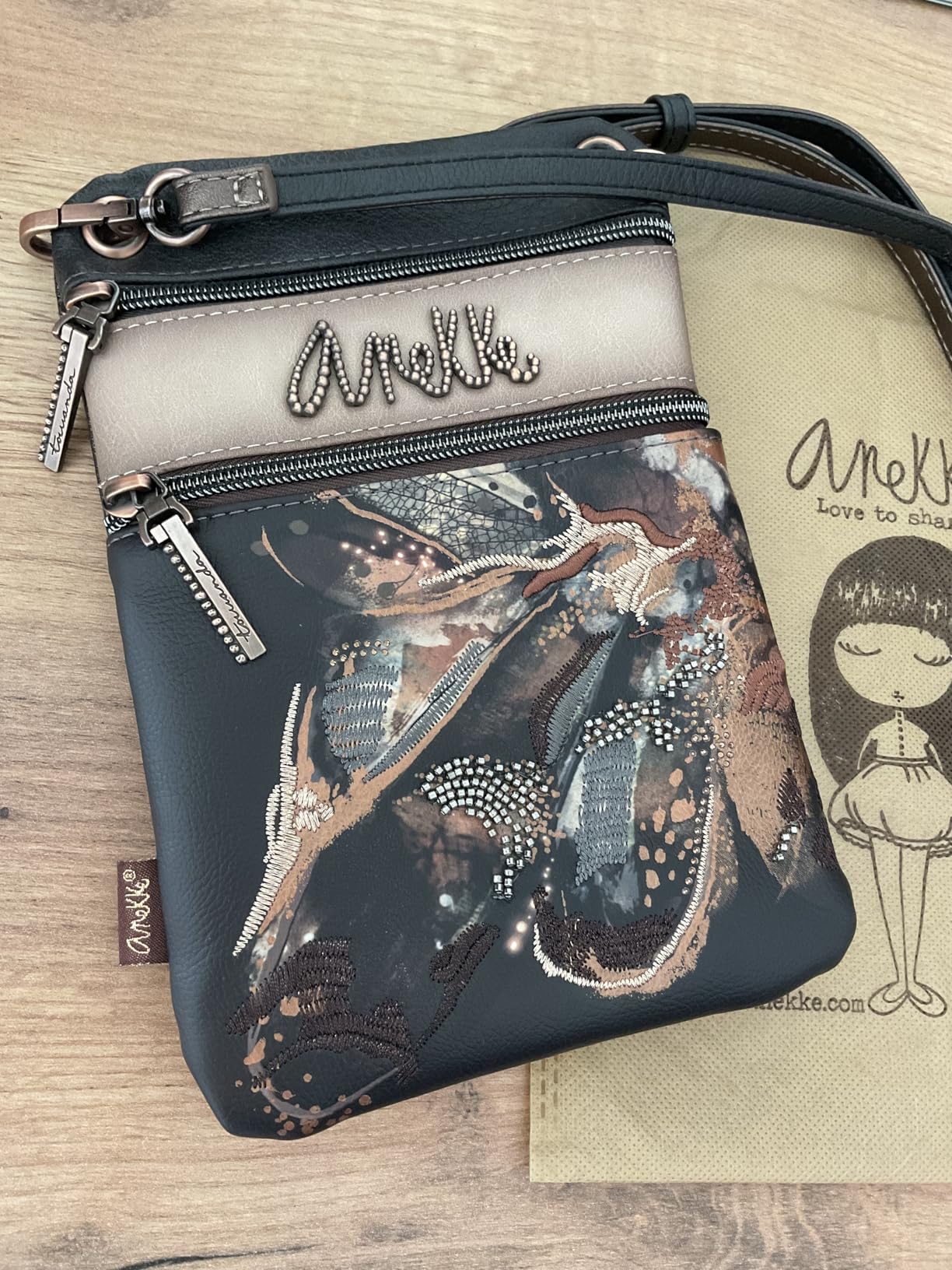 Anekke Auralis Wings Mini Borsa a Tracolla Beige 15 cm