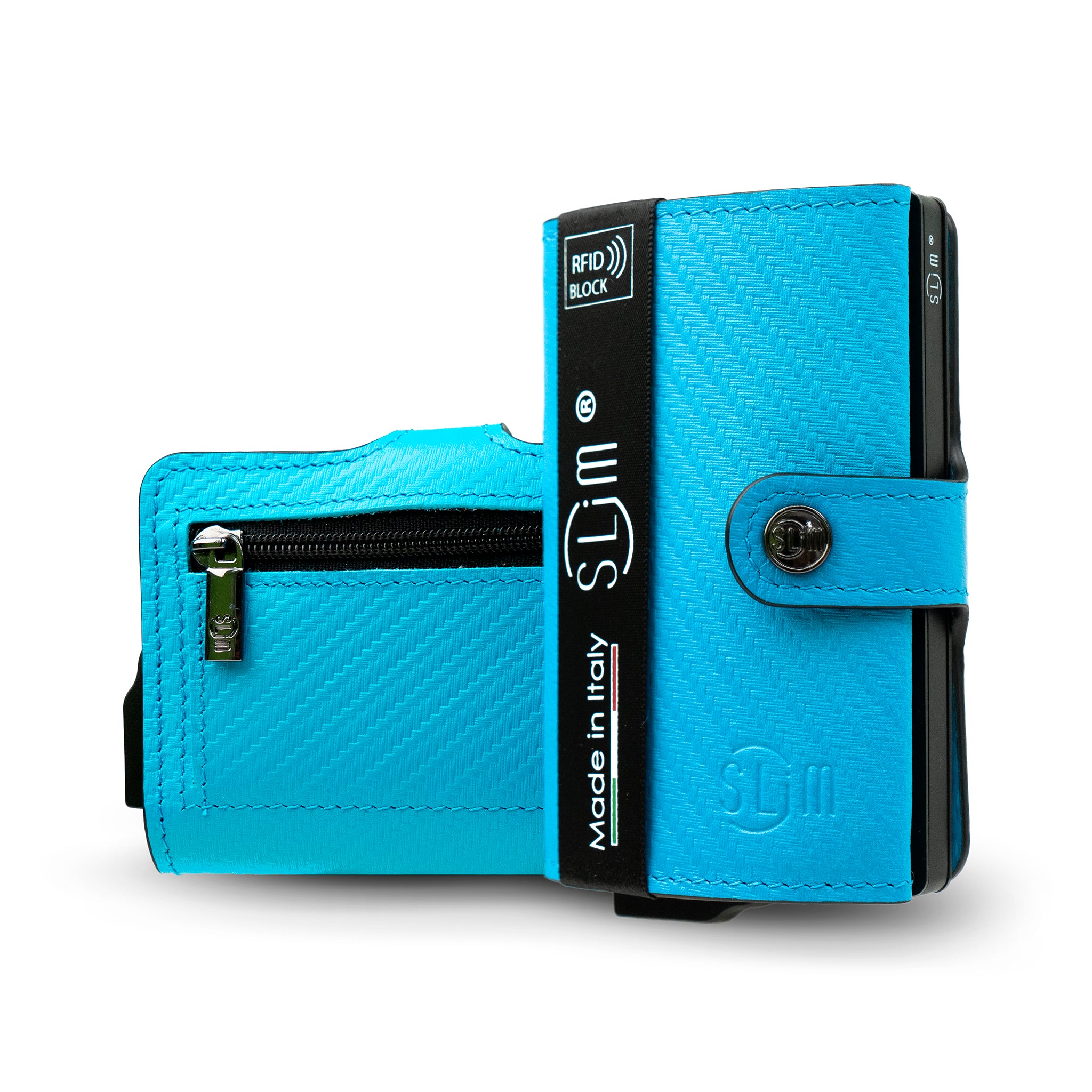 SLim Vera Pelle Carbon Nero portafoglio RFID 12 carte
