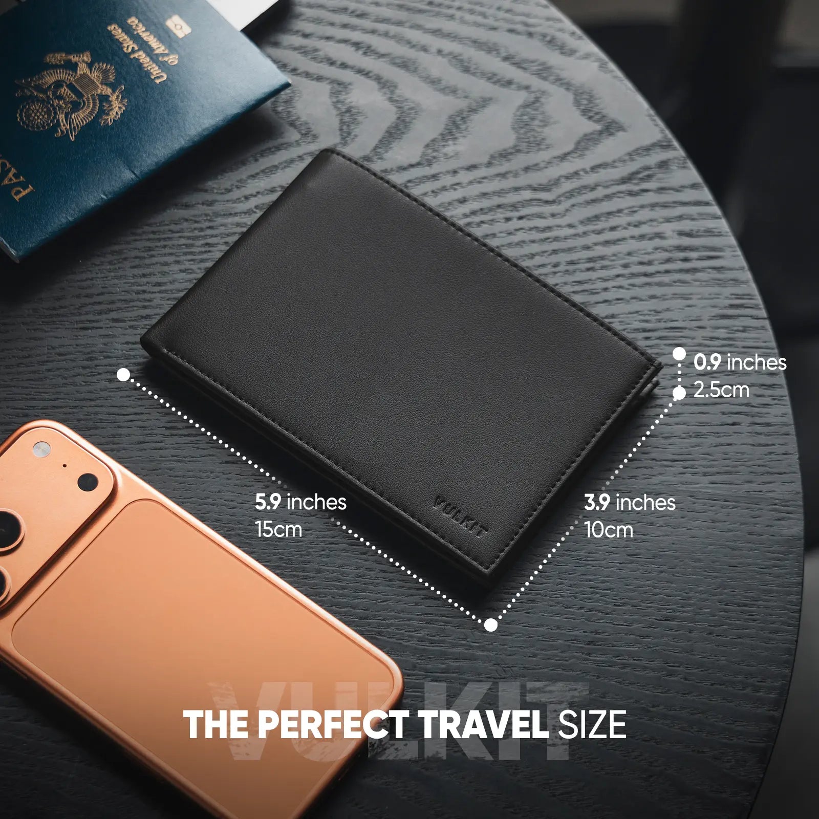 VULKIT Passport VPW119 Portafoglio Passaporto Nero Pelle RFID