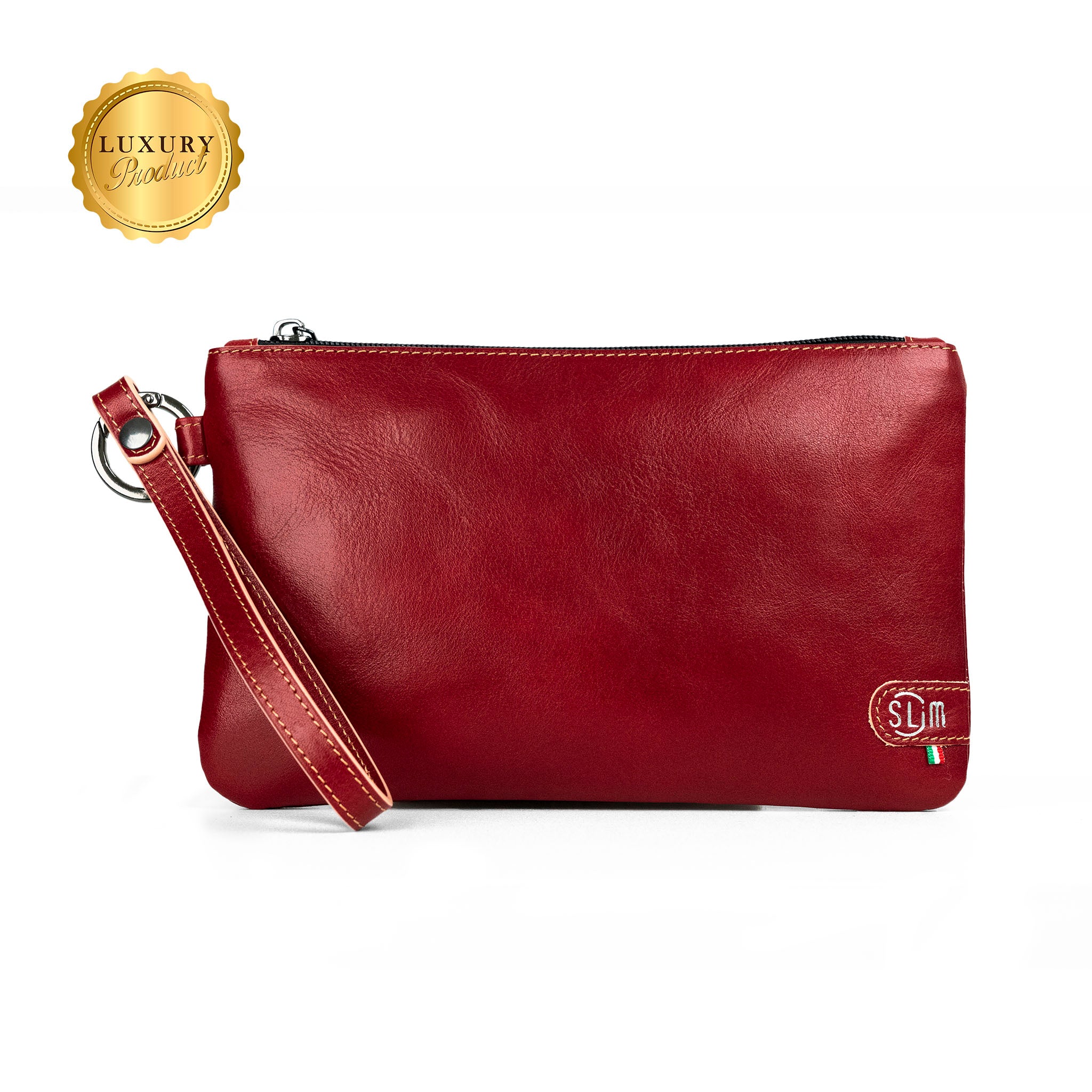 SLim Pochette Polsiera pelle vegetale rossa 23x14 cm