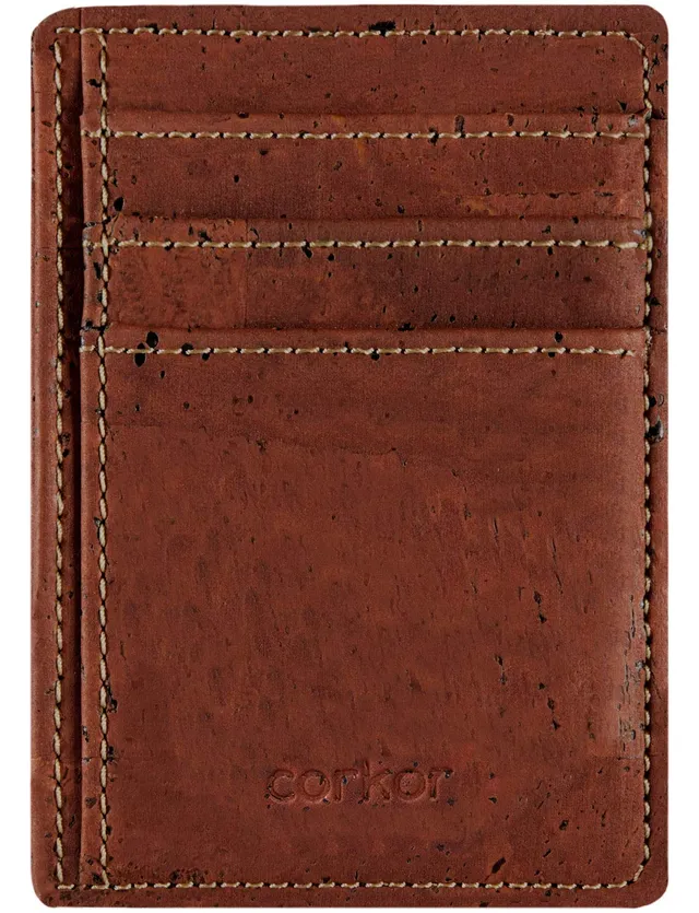 Corkor Wallets Portafoglio Uomo Sughero Rosso Sottile Vegan
