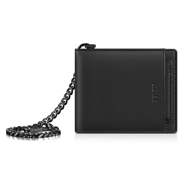 VULKIT VW144 Chain Wallet portafoglio bifold catena RFID nero