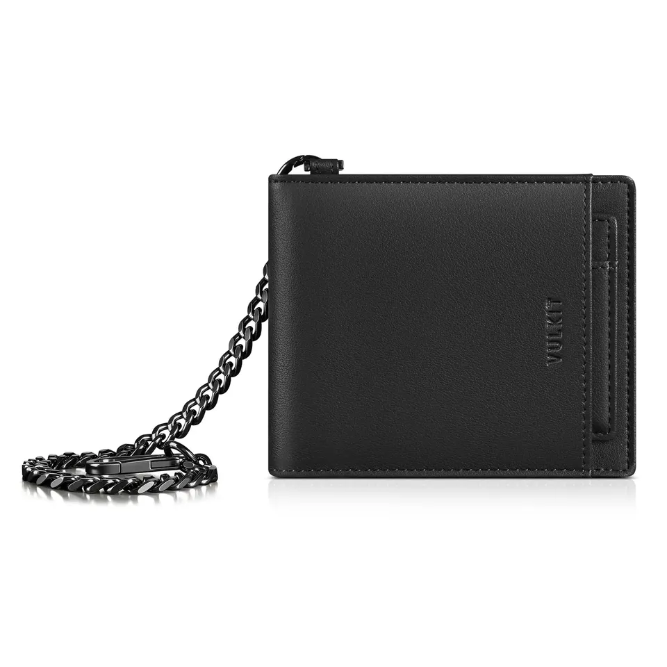 VULKIT VW144 Chain Wallet portafoglio bifold catena RFID nero