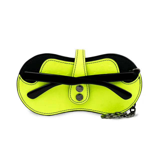 SLim Vision portaocchiali vera pelle Lime e Nero