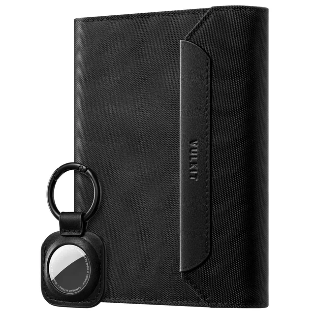 VULKIT VPW104 porta passaporto nero RFID con AirTag