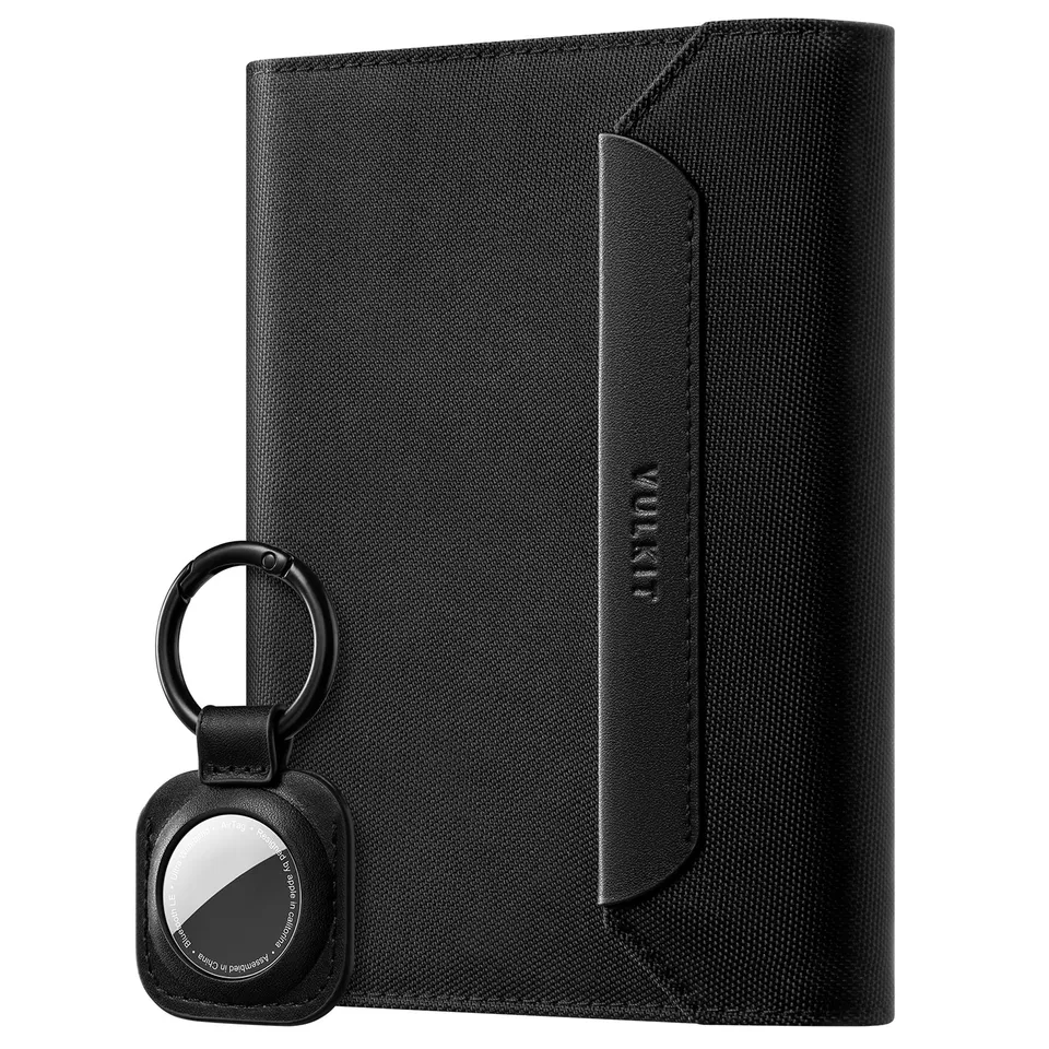 VULKIT VPW104 porta passaporto nero RFID con AirTag
