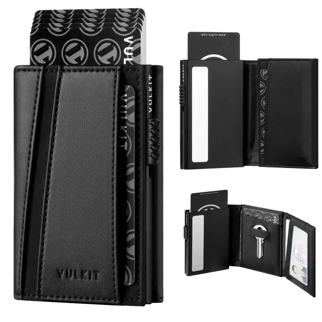 VULKIT VC319 Portafoglio Pop-Up Uomo Blu 10 Carte Chiave