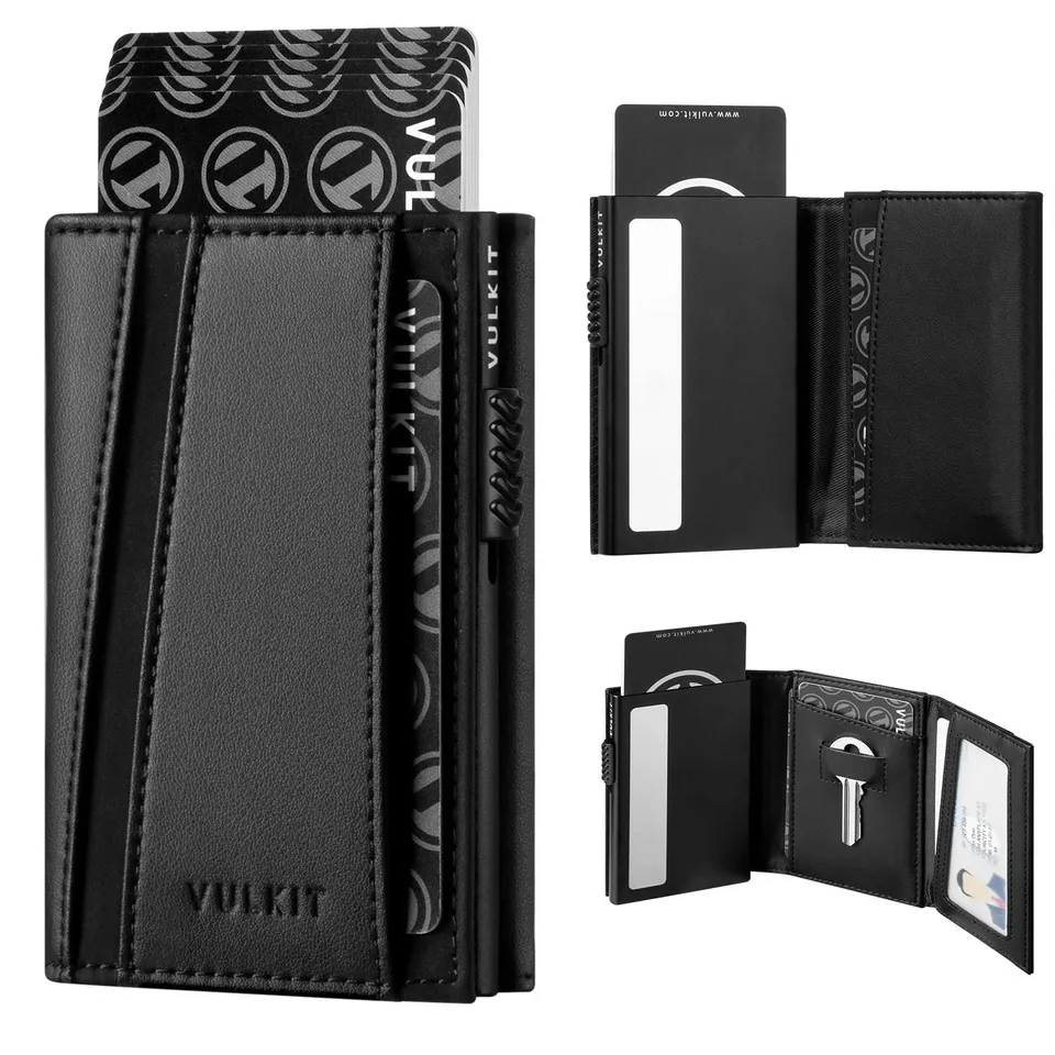 VULKIT VC319 Portafoglio Pop-Up Uomo Blu 10 Carte Chiave