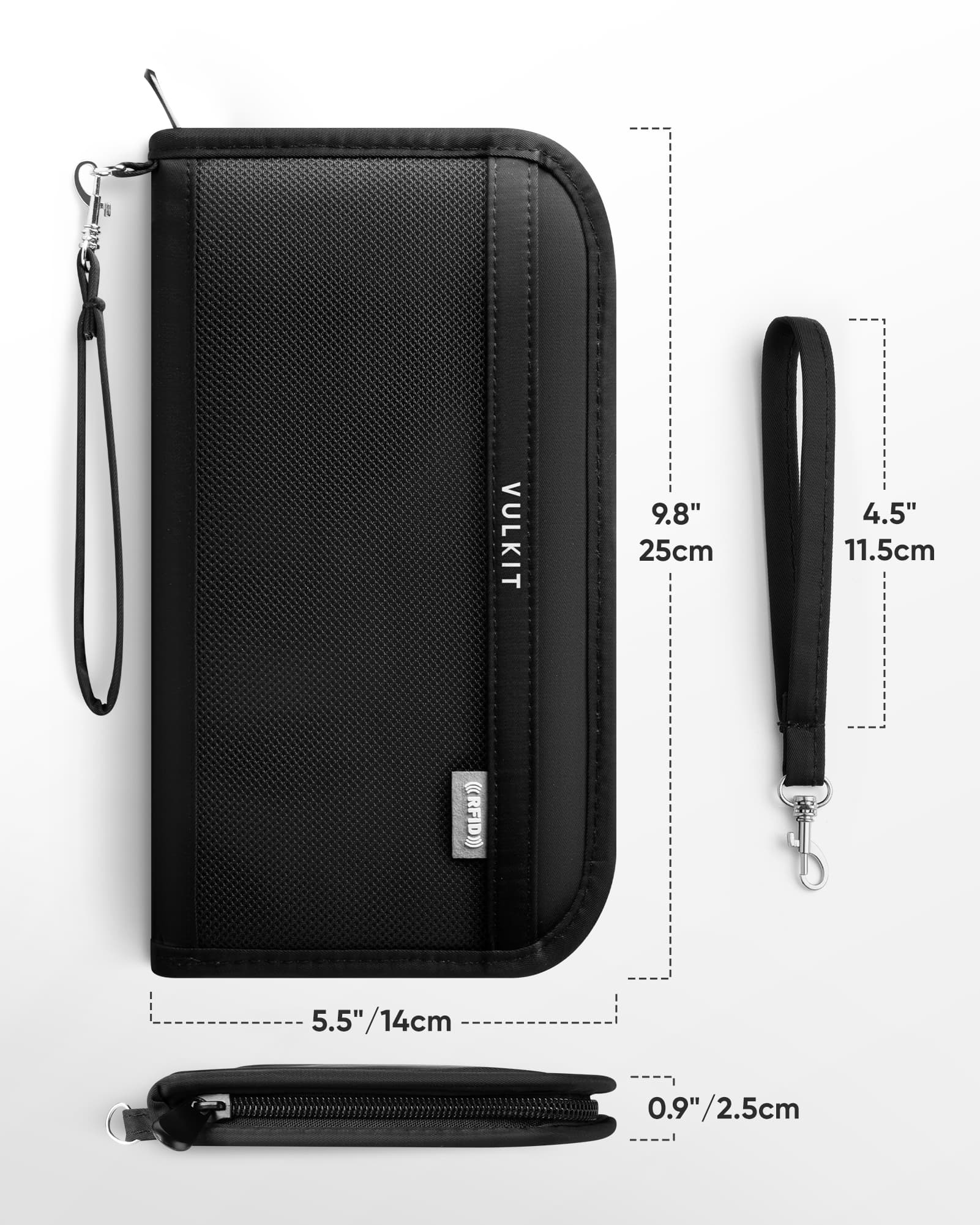 VULKIT Passport VPW106 porta passaporto RFID nero famiglia