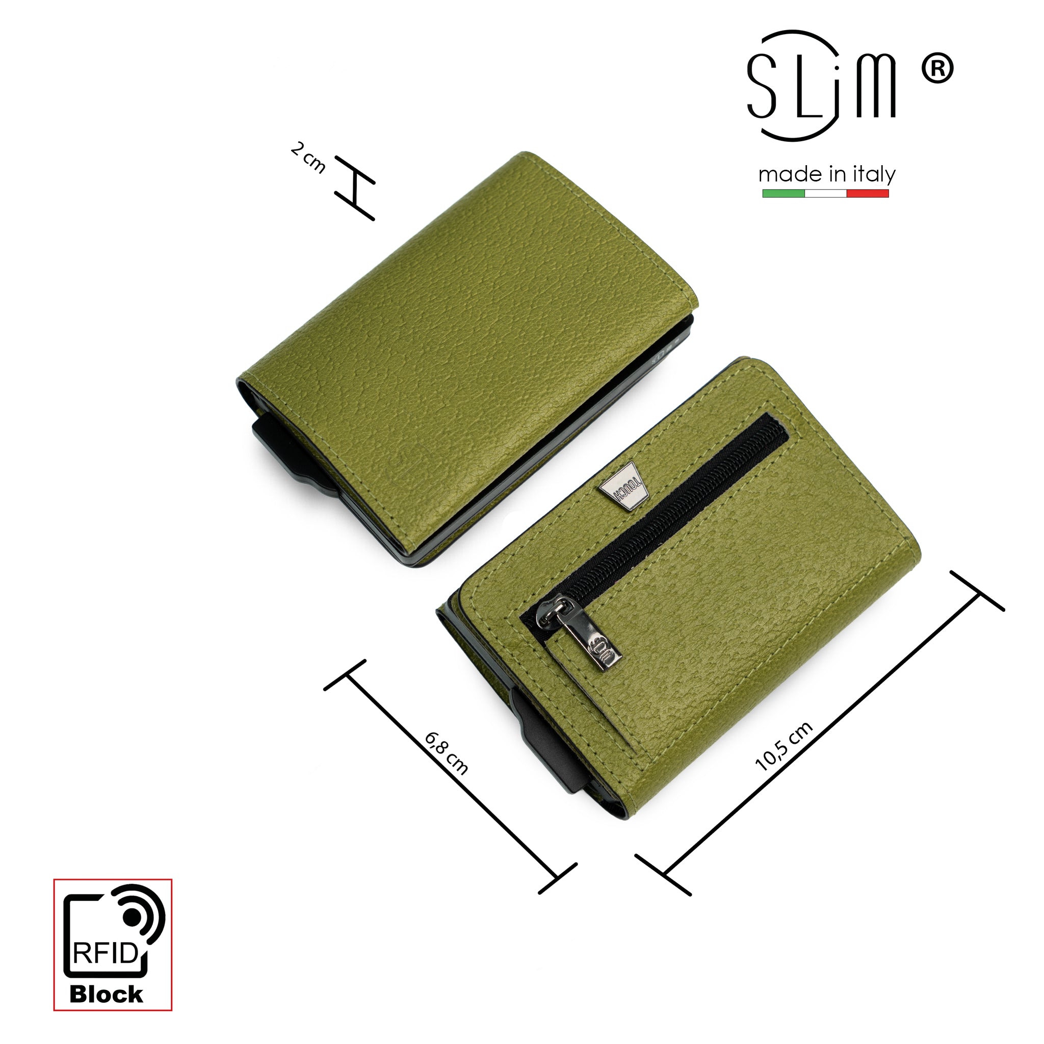 SLim Touch Verde Pistacchio portafoglio cinghialino