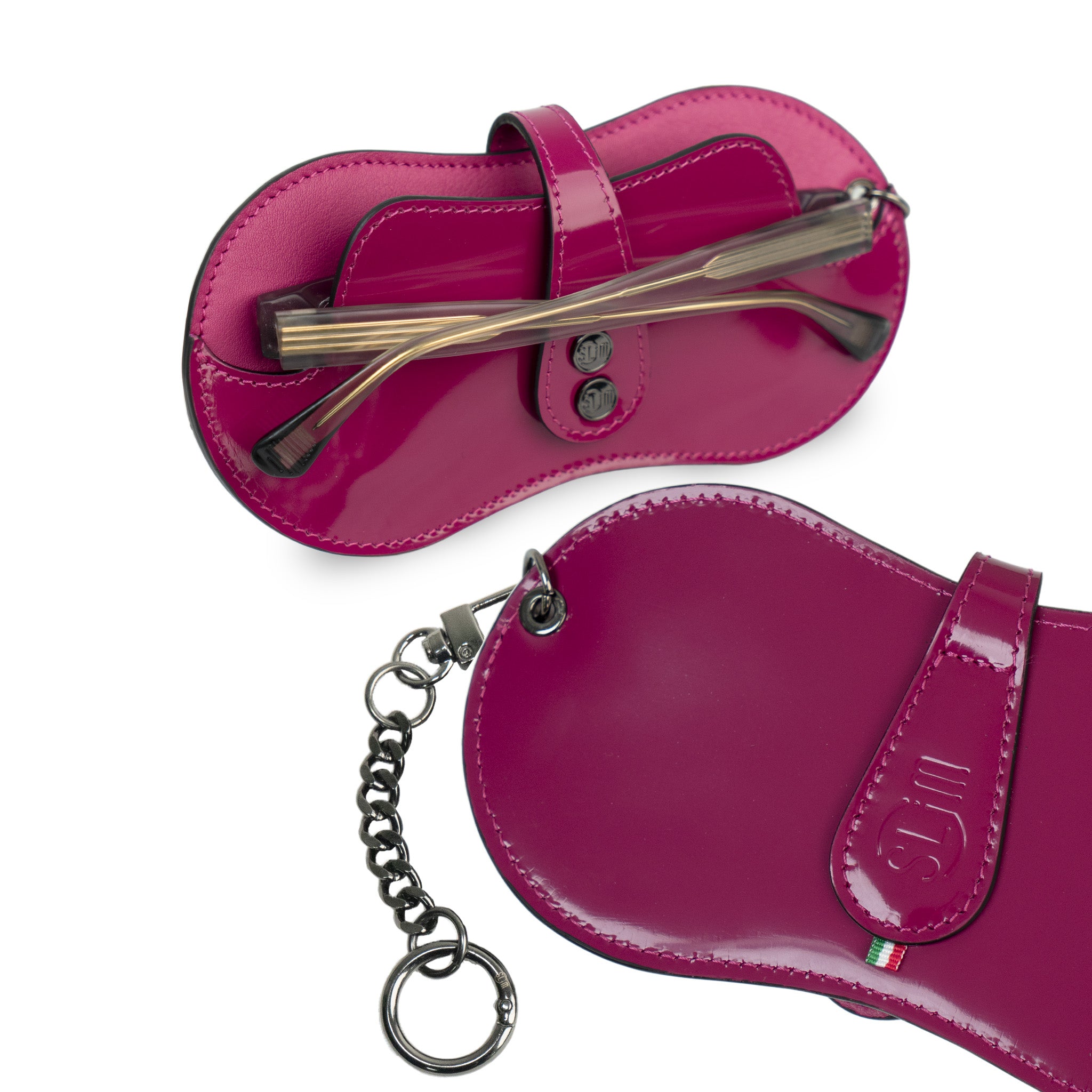 SLim Vision Portaocchiali Pelle Specchio Fucsia
